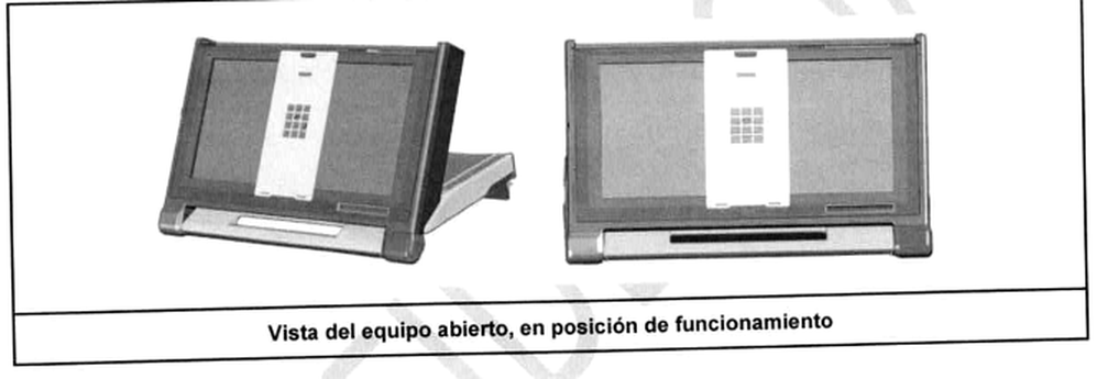 Equipo abierto en posición de funcionamiento